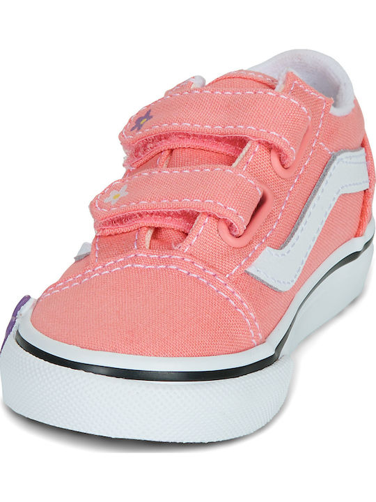 Old Skool V Kids Sneakers with Hoop & Loop Closure Pink