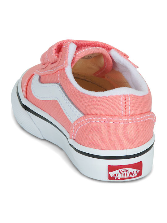 Old Skool V Kids Sneakers with Hoop & Loop Closure Pink