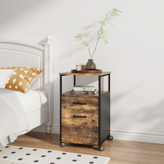 Συρταριέρα Γραφείου Ξύλινη με Ροδάκια Brown/black 42x44x66.5cm