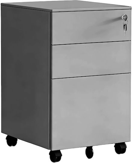Office Storage Drawers & Cabinets Metal with Wheels and Lock Black/Gray 39x52x60cm