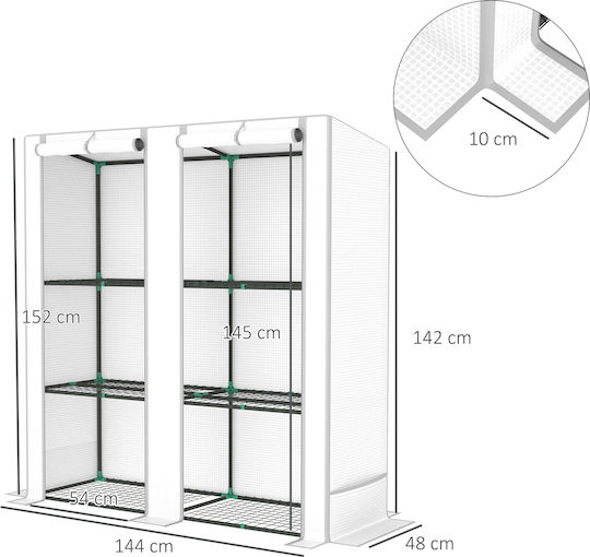 Outsunny Outsunny Greenhouse with Shelves 1.44x0.48x1.52m
