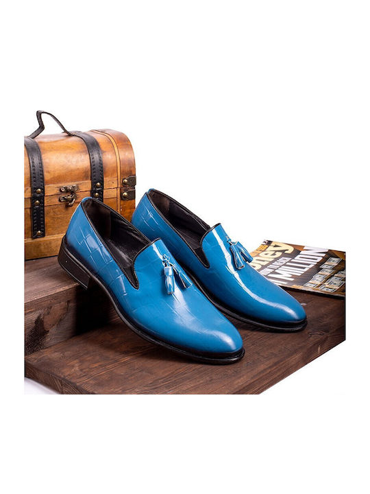 Leder Herren Mokassins in Blau Farbe