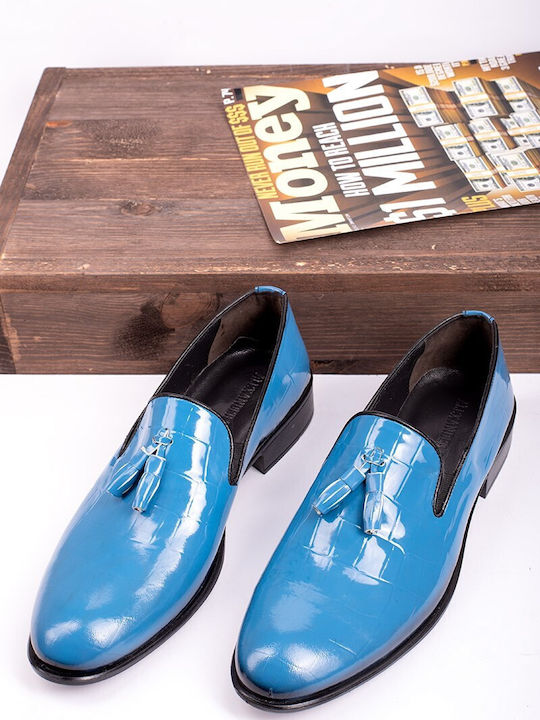 Leder Herren Mokassins in Blau Farbe
