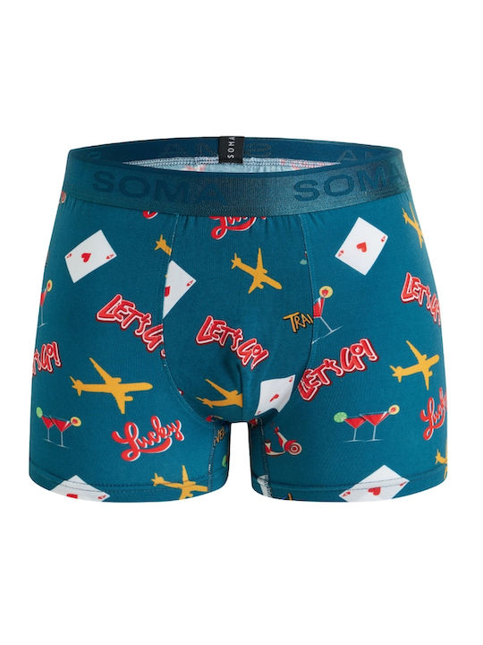 Herren Boxershorts Türkis mit Mustern