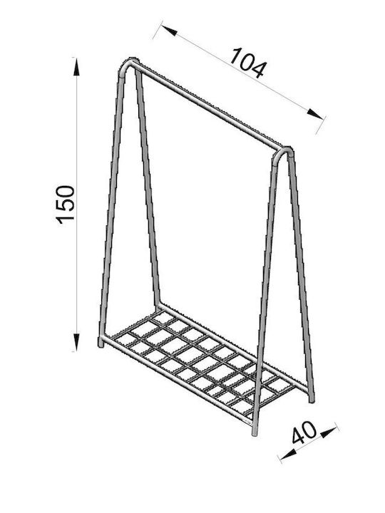 SteweHome Κρεμάστρα Δαπέδου από Μέταλλο Λευκή 100x100x152cm