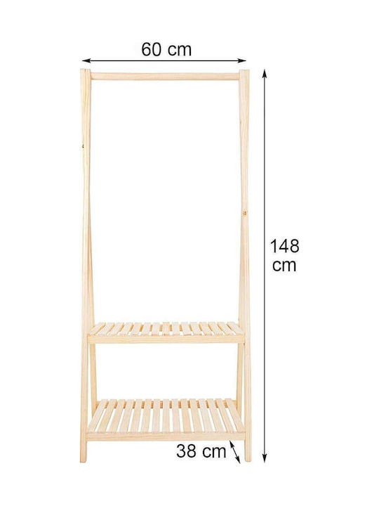 SteweHome Kremastră de Podea din Lemn Maro 60x38x148cm