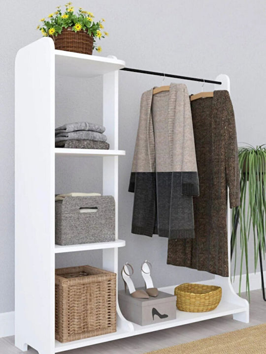 SteweHome Floor Standing Wooden Clothes Rack White 106x128cm