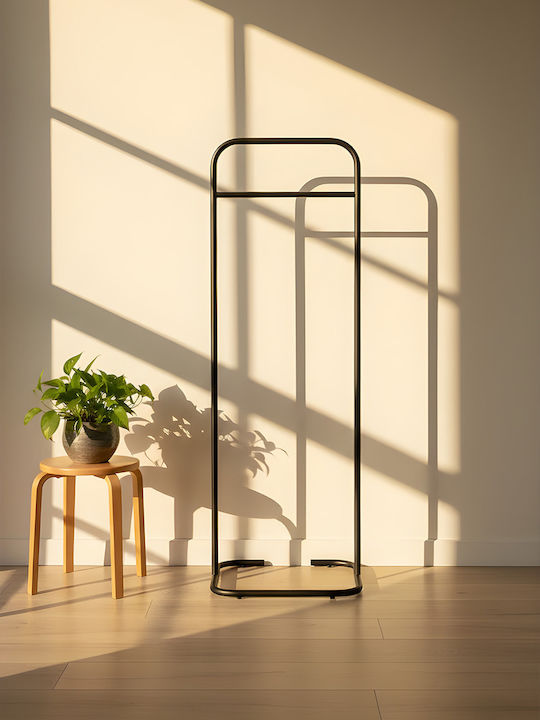 SteweHome Κρεμάστρα Δαπέδου από Μέταλλο Μαύρη 44x44x123cm