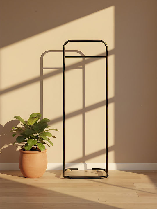 SteweHome Κρεμάστρα Δαπέδου από Μέταλλο Μαύρη 44x44x123cm