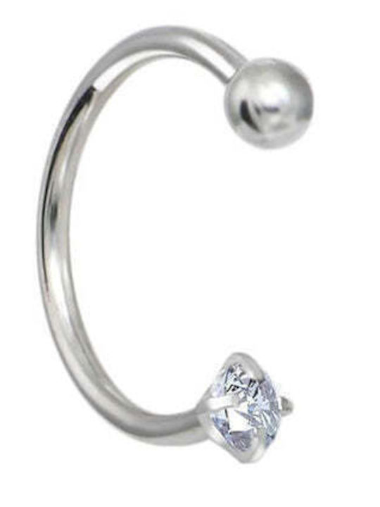 Asimi Body Piercing Σκουλαρίκι Μπάρα Μύτης από Ατσάλι 8 x 2mm Ασημί