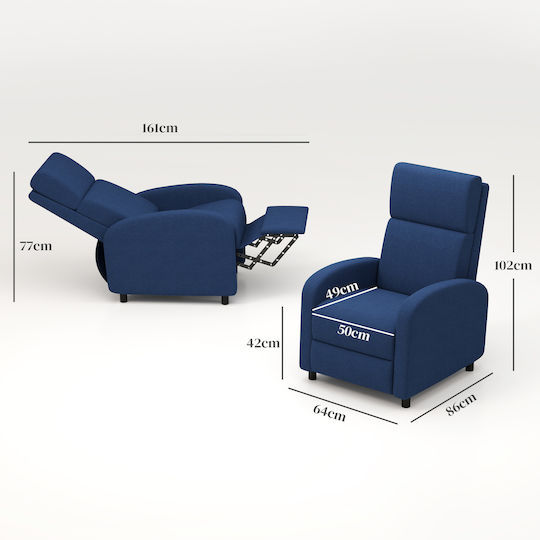Relax Armchair with Footstool Blue 64x86x102cm