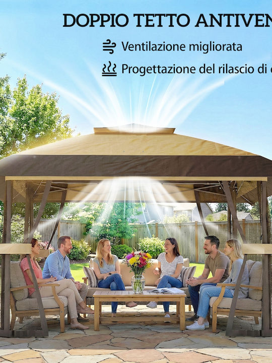Outsunny Foldable Garden Gazebo Beige 4x4m