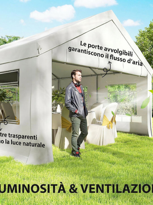 Outsunny Κιόσκι Κήπου με Led Λευκό 4x6m