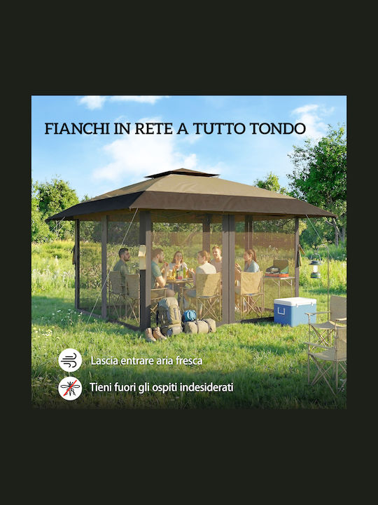 Outsunny Foldable Garden Gazebo Beige 4x4m