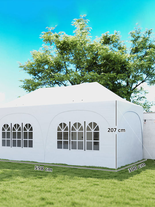 Outsunny Сгъваема Беседка За Градина Бяла 3x6m