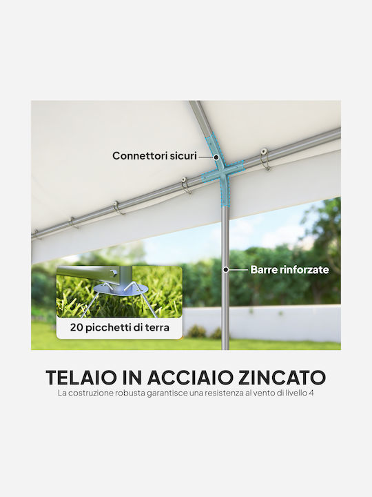 Outsunny Πλαϊνή Τέντα Βεράντας με Led Λευκή 4x6m