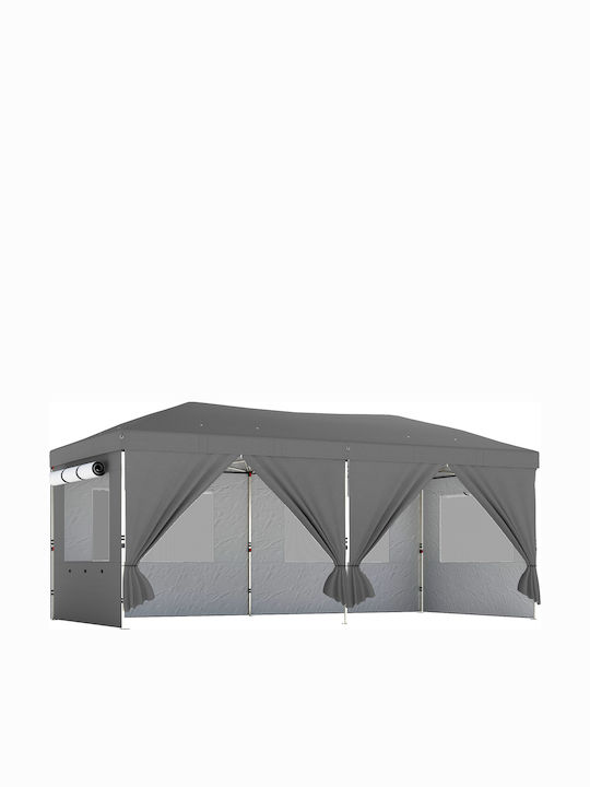 Outsunny Foldable Garden Gazebo with LEDs Beige 3x6m