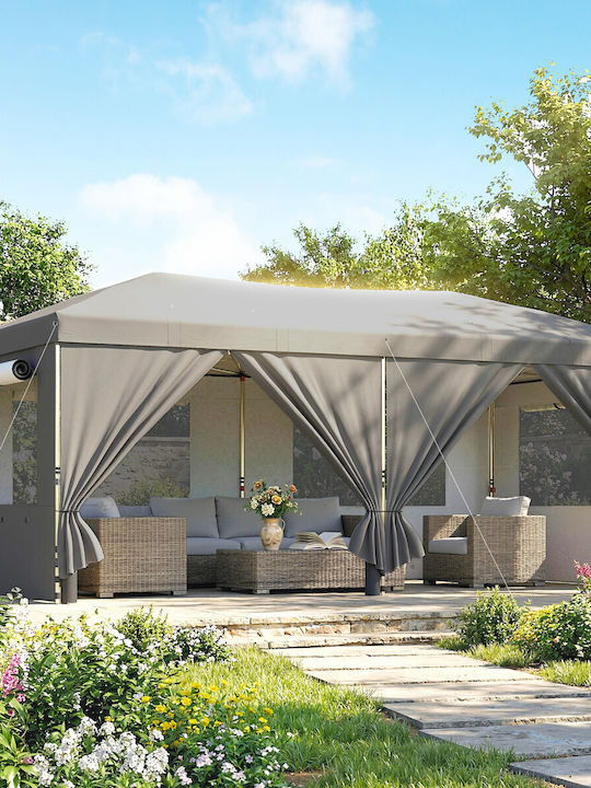 Outsunny Foldable Garden Gazebo with LEDs Beige 3x6m