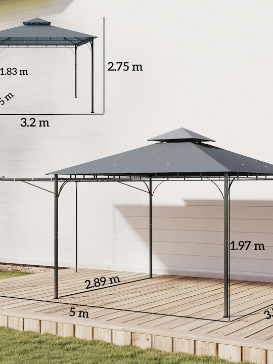 Outsunny Κιόσκι Κήπου Γκρι 3.2x3.2m