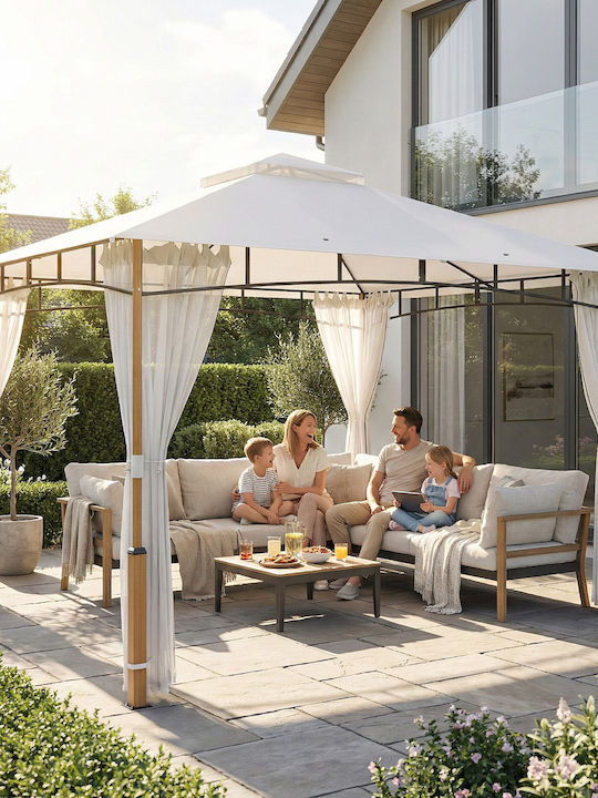 Outsunny Garten Gazebo Beige 3x3.6m