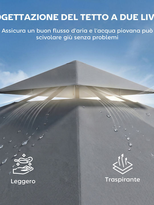 Outsunny Κιόσκι Κήπου Γκρι 3.2x3.2m