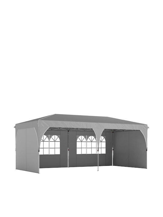 Outsunny Πτυσσόμενο Κιόσκι Κήπου Γκρι 3x6m