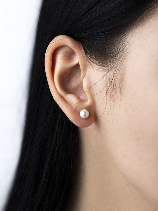 George Art Jewels Silver Gold Plated Stud Earrings With Pearls