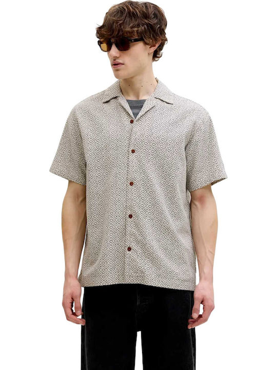 Short Sleeve Cotton Shirt Beige