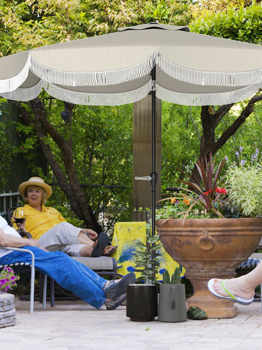 Runde Metall-Garten- und Terrassen-Sonnenschirm Grau Φ2.4m