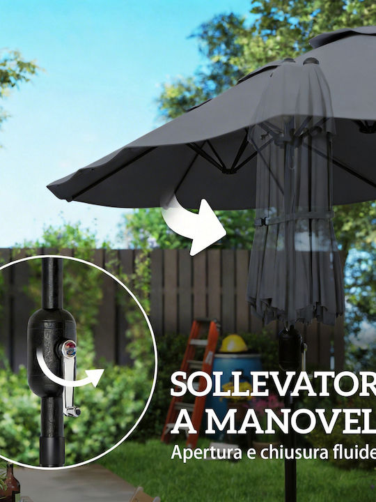 Circular Garden Umbrella Metal Grey Diameter 1.5m