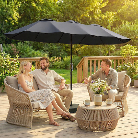 Runde Metall-Garten- und Terrassen-Sonnenschirm Grau Φ1.5m