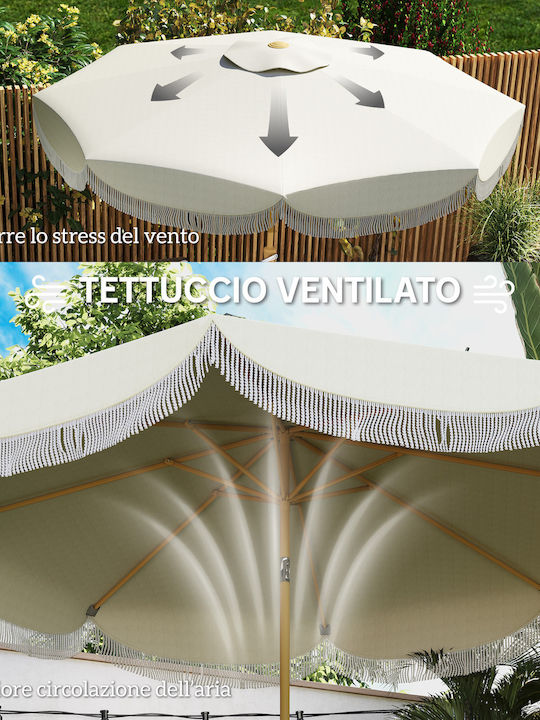 Кръгла Метална Бежова Градинска Чадър Ф2.4м