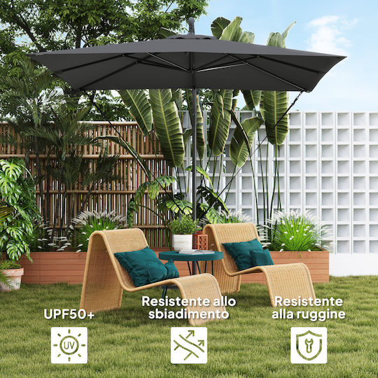 Hanging Square Garden Parasol Metal Grey 2.56x2.56xHeight 2.56m