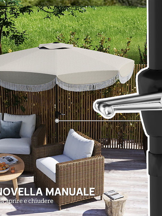 Runde Metall-Garten- und Terrassen-Sonnenschirm Grau Φ2.4m