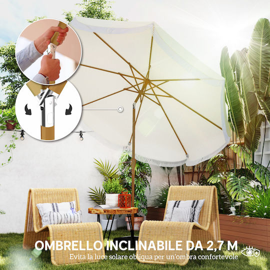 Umbrelă Rotundă Metalică Bej Φ2.4m