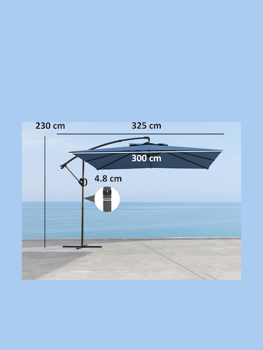 Ομπρέλα Κρεμαστή Μεταλλική Γαλάζια 3x3.25m