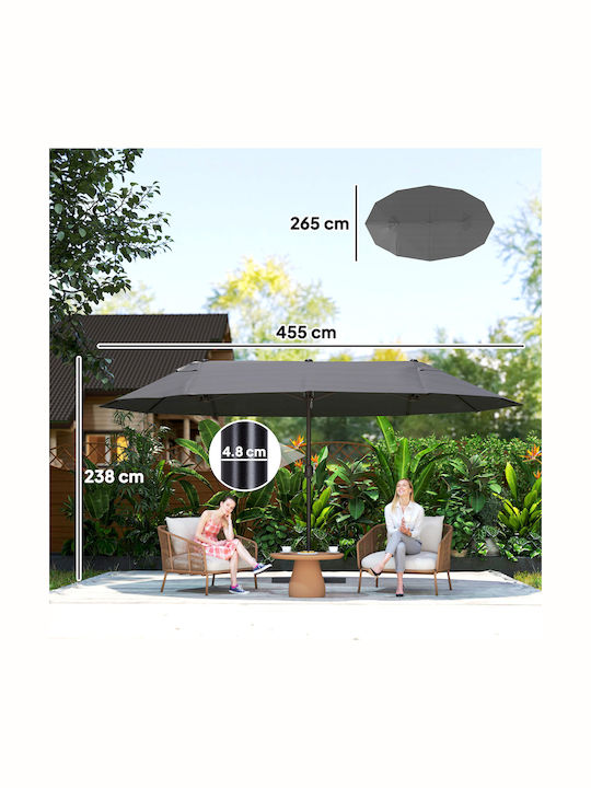 Round Metal Grey Parasol Φ4.6xH2.38m