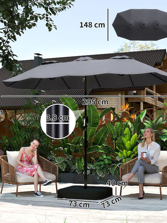 Circular Garden Umbrella Metal Grey Diameter 1.5m