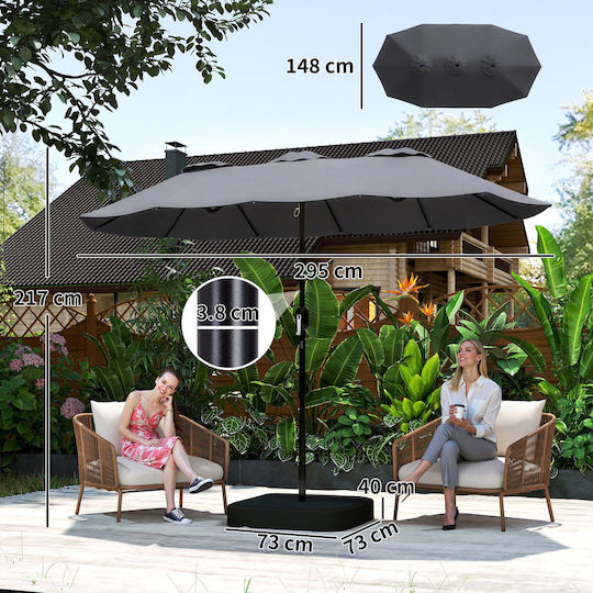 Runde Metall-Garten- und Terrassen-Sonnenschirm Grau Φ1.5m