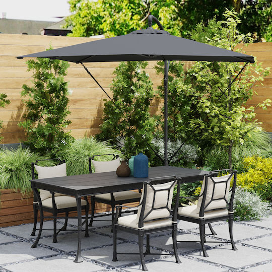 Hanging Square Garden Parasol Metal Grey 2.56x2.56xHeight 2.56m