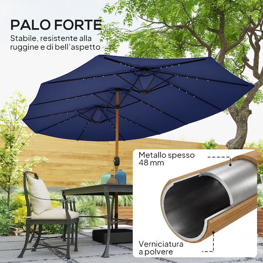 Professional Circular Metal Garden & Terrace Parasol Blue Diameter 2.8m