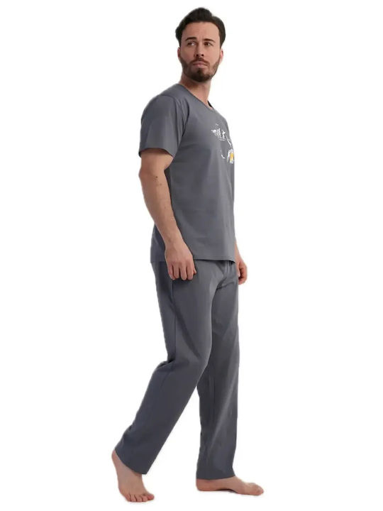 Vienetta Secret Summer Men's Cotton Pyjamas Grey