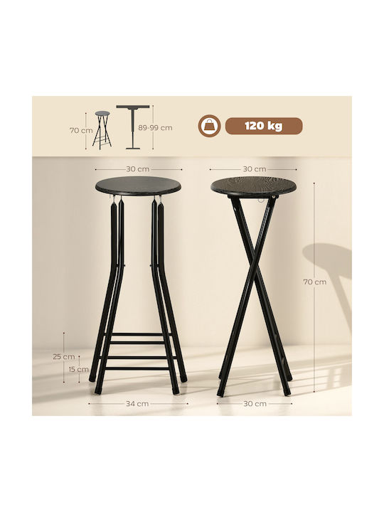 Bar Stool Bed Wooden Black 34x30x70cm