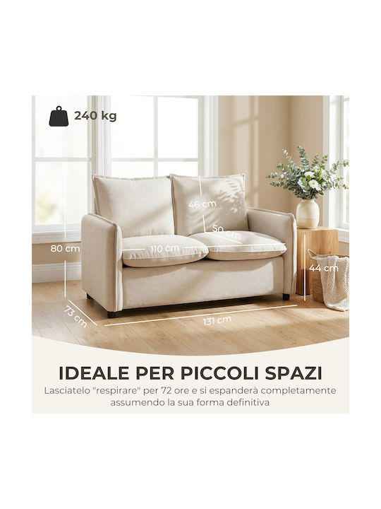 Two-Seater Couch Cream 131x73x80cm