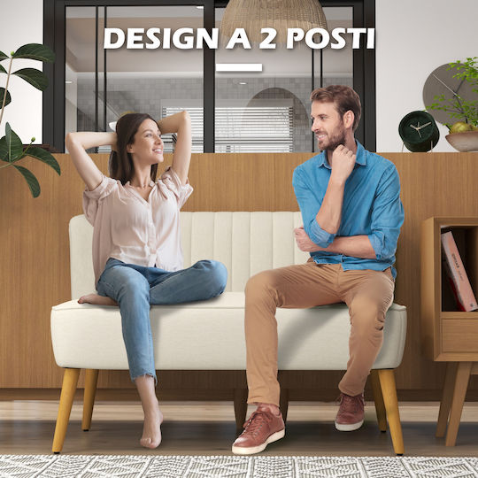 Canapea Cu Două Locuri Crem Albă 117x56.5x77cm