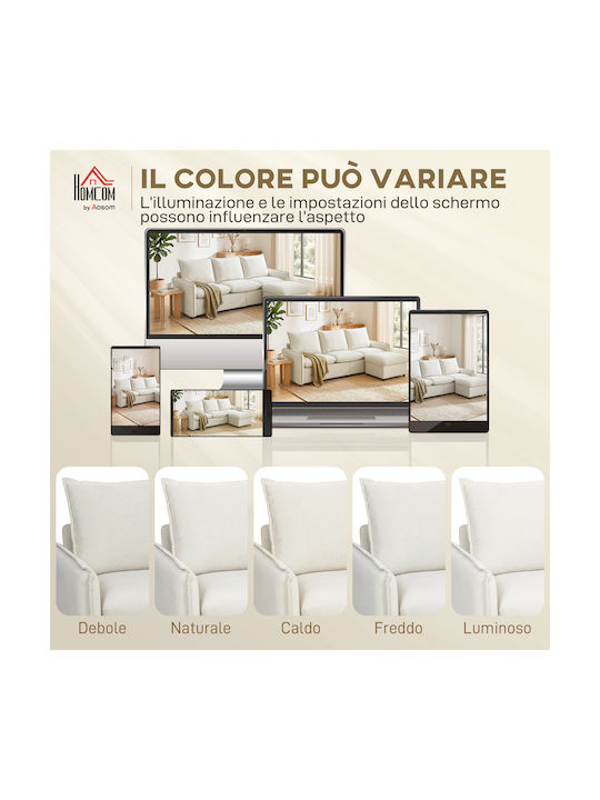 Corner Couch with Left Corner & Storage Space Cream 212x125 cm