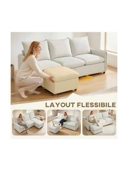 Corner Couch with Left Corner & Storage Space Cream 212x125 cm