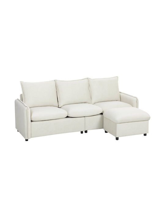 Corner Couch with Left Corner & Storage Space Cream 212x125 cm
