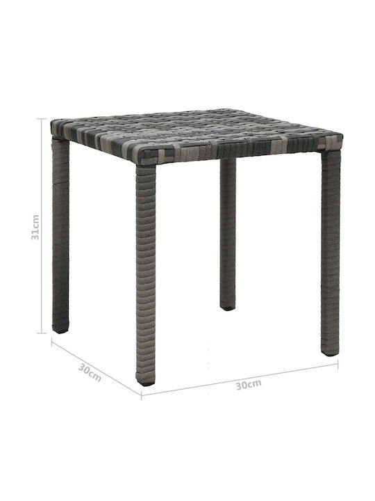 Ξαπλώστρα Rattan με Μαξιλάρι & Ρόδες Γκρι με Τραπεζάκι 2τμχ
