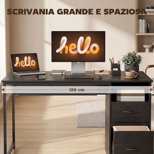 Birou de Calculatoare din Lemn Negru 120x52.3x76cm